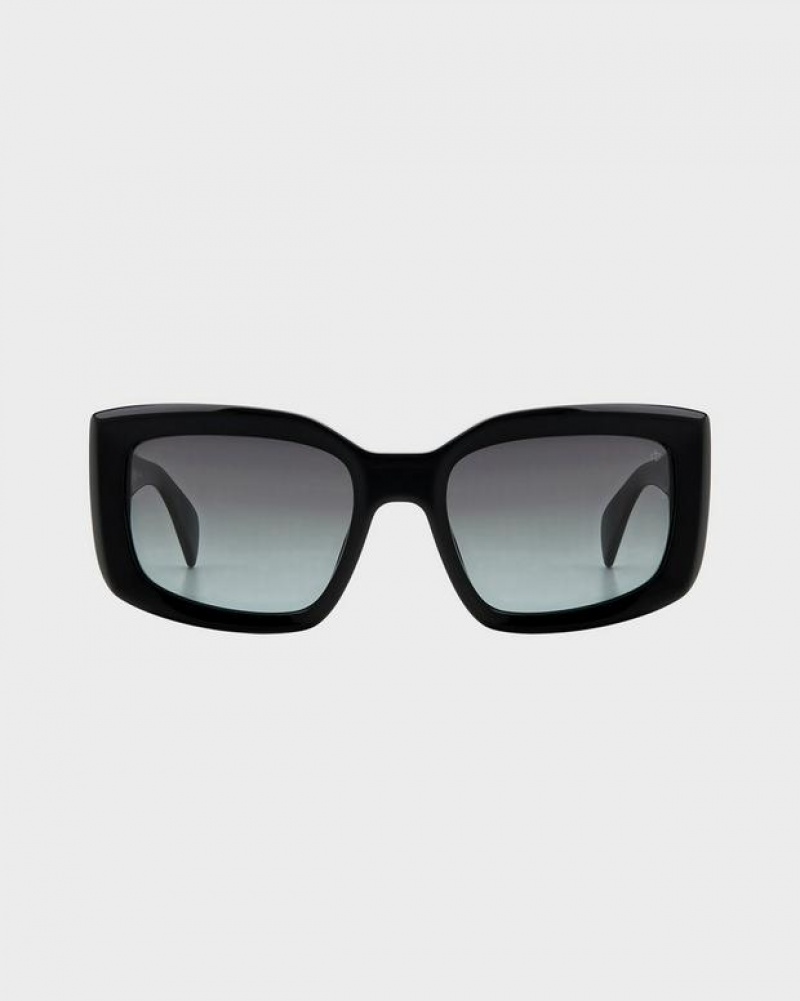 Rag & Bone Sofie Rectangular Sunglasses Black | 48275TFJG