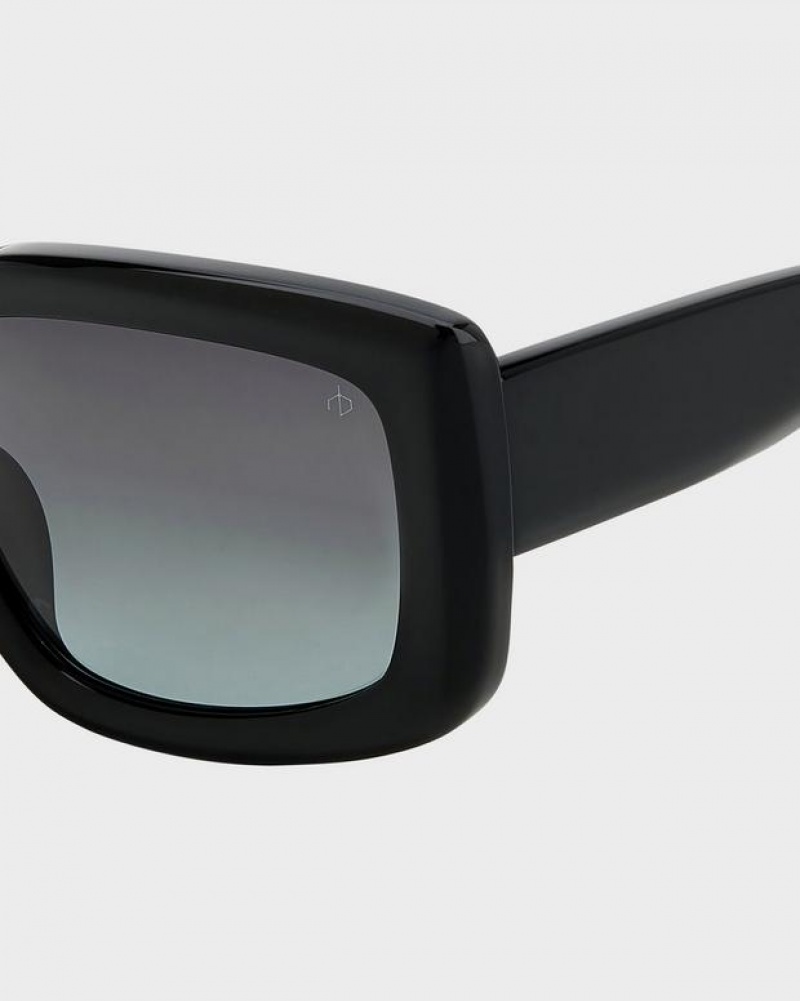 Rag & Bone Sofie Rectangular Sunglasses Black | 48275TFJG