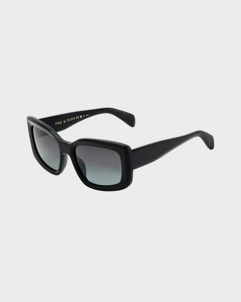 Rag & Bone Sofie Rectangular Sunglasses Black | 48275TFJG