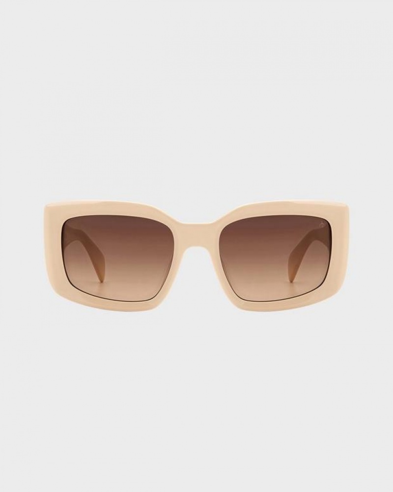 Rag & Bone Sofie Rectangular Sunglasses Beige | 76582FWNQ