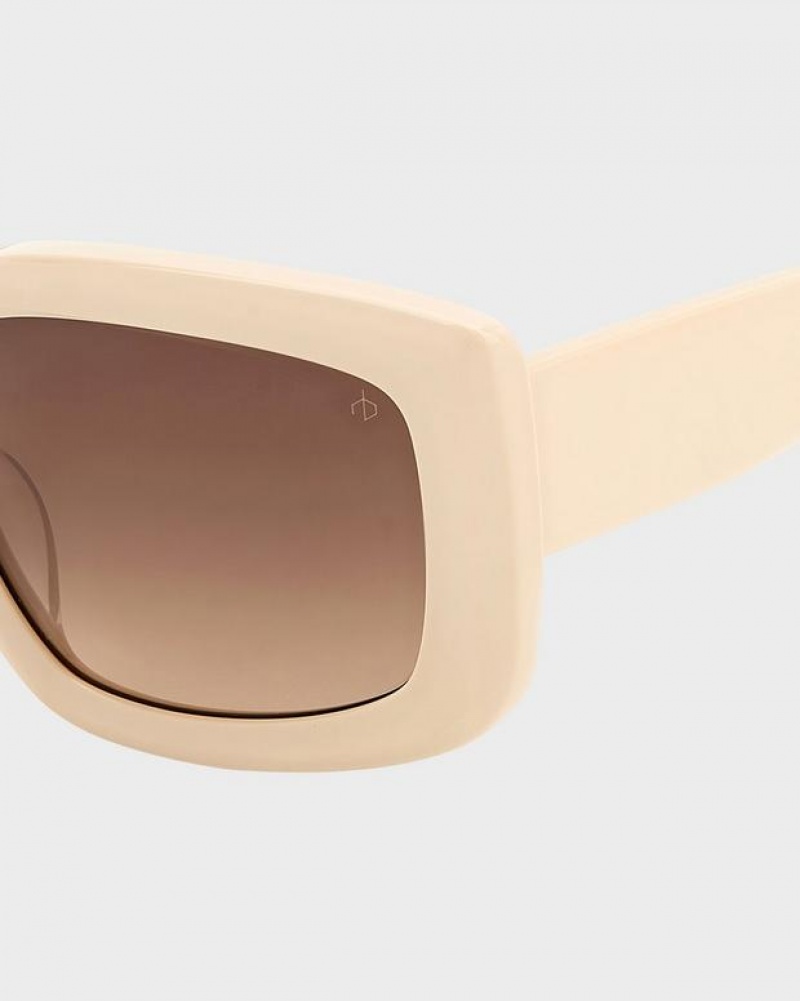 Rag & Bone Sofie Rectangular Sunglasses Beige | 76582FWNQ