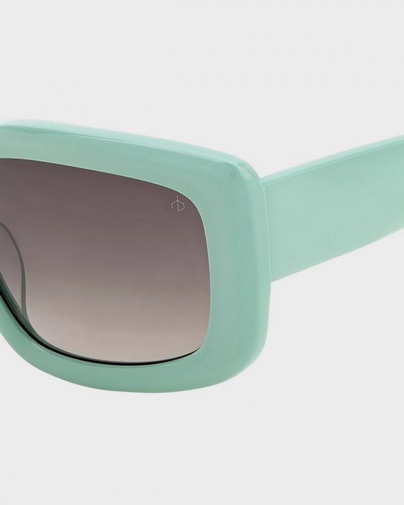 Rag & Bone Sofie Rectangular Sunglasses Green | 40721JBGY