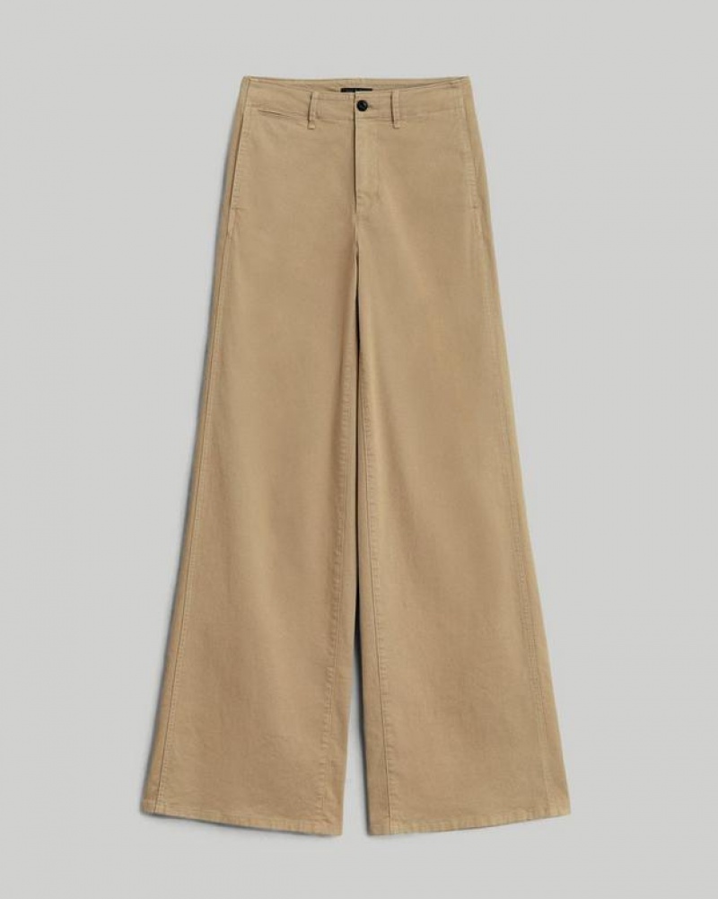 Rag & Bone Sofie Wide Leg Cotton Chino Relaxed Fit Pant Khaki | 70629BJSP