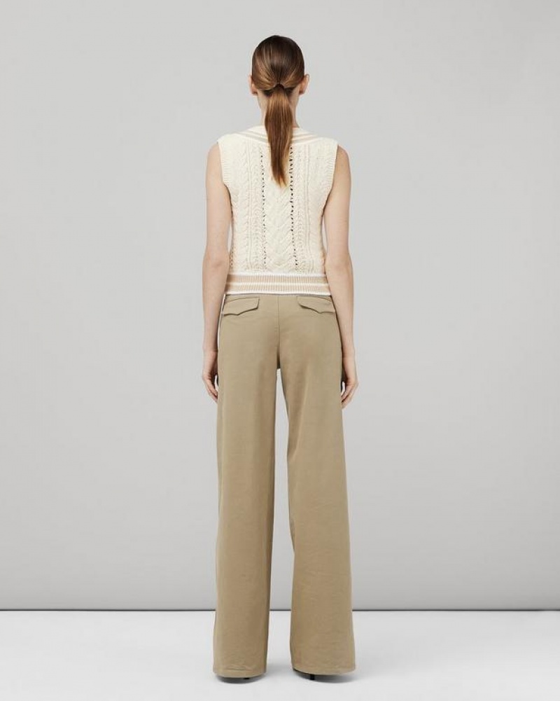 Rag & Bone Sofie Wide Leg Cotton Chino Relaxed Fit Pant Khaki | 70629BJSP