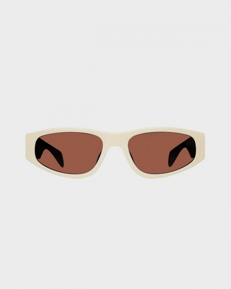 Rag & Bone Soren Oval Sunglasses Cream Gold | 52397CSQF