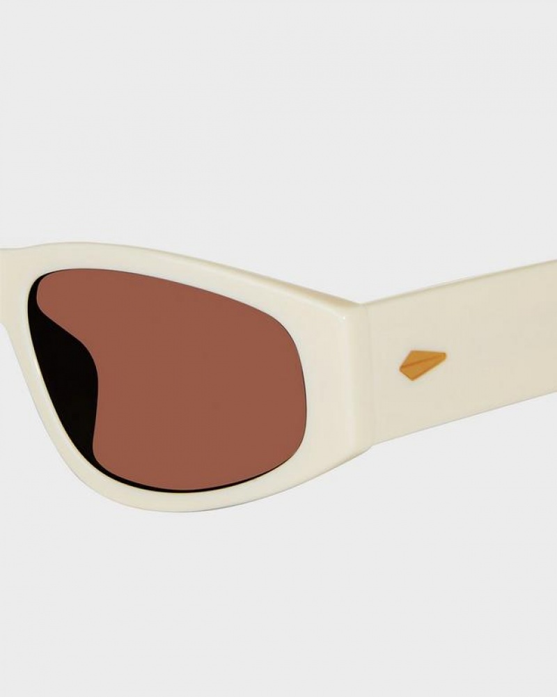 Rag & Bone Soren Oval Sunglasses Cream Gold | 52397CSQF