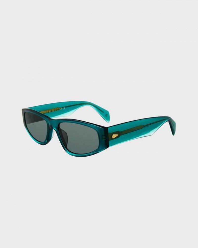 Rag & Bone Soren Oval Sunglasses Teal | 61429GKVI