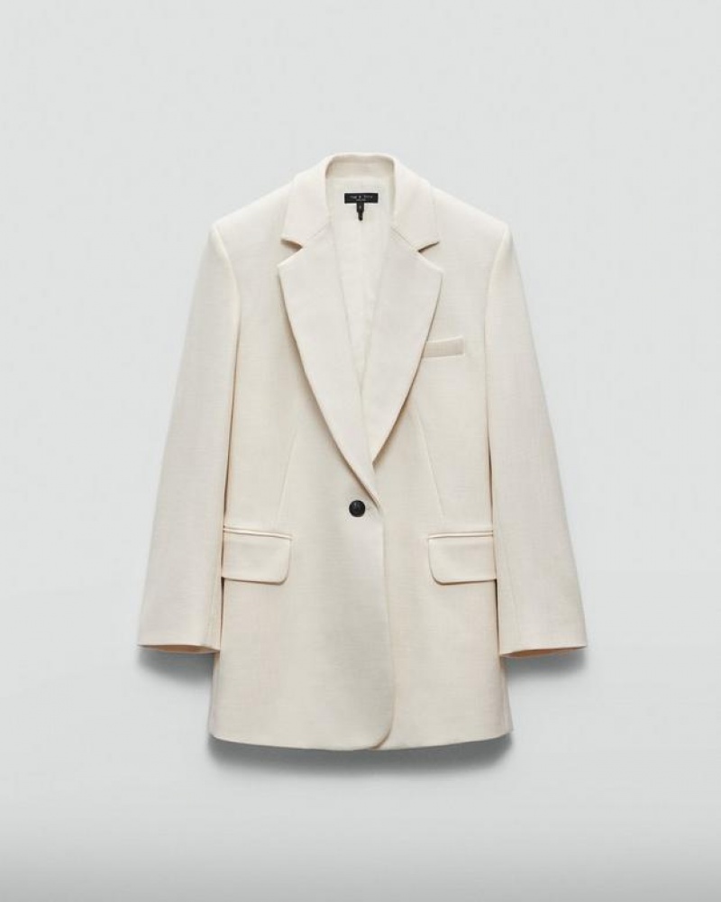 Rag & Bone Suzanne Viscose Blazer Relaxed Fit Ivory | 69217KJAG