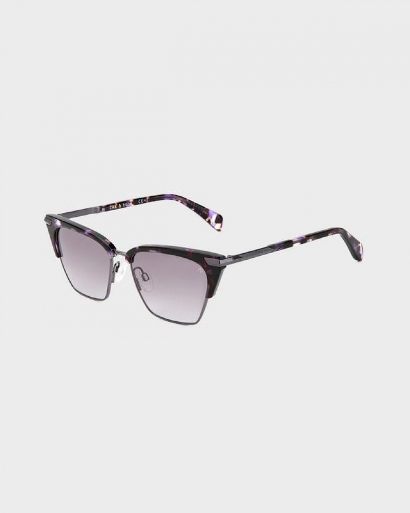 Rag & Bone Tana Butterfly Sunglasses Violet Havana | 01349ILQW