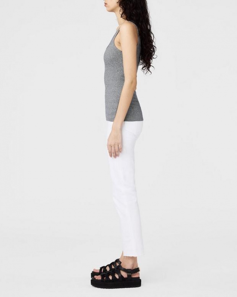 Rag & Bone The Essential Rib Scoopneck Tank Pima Cotton Tank Heather Grey | 32976ZHRX