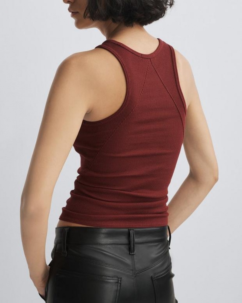 Rag & Bone The Essential Rib Tank Rib Cotton T-Shirt Tawny | 80346CIGV