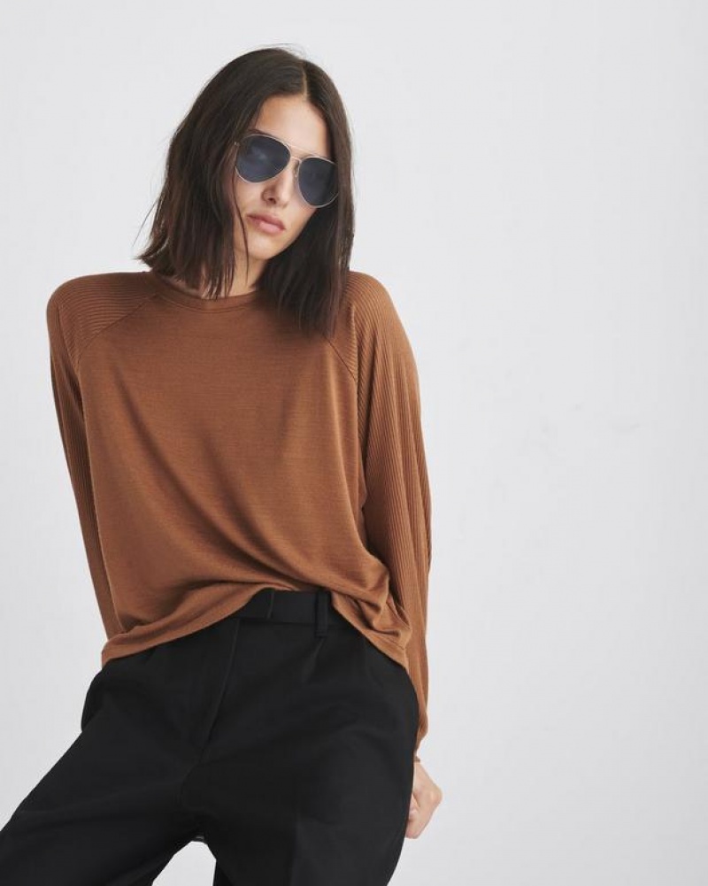 Rag & Bone The Knit Crew Pullover Classic Fit Camel | 76094FVHL