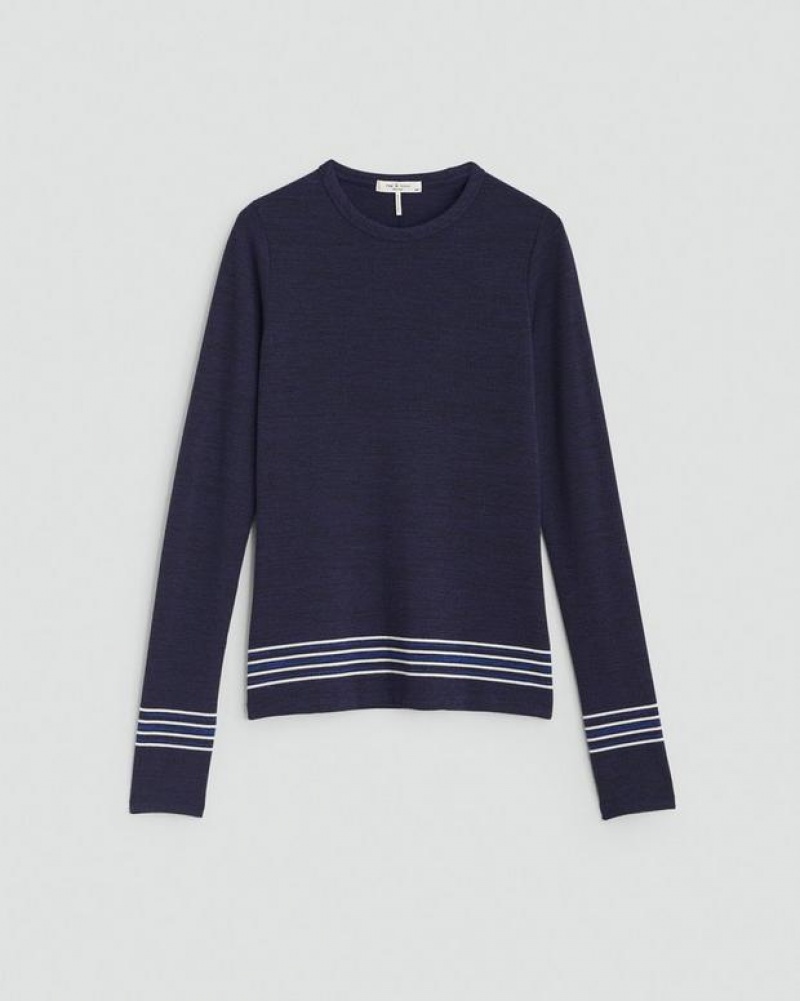 Rag & Bone The Knit Long Sleeve Slim Fit Blumlti | 35497XOHB