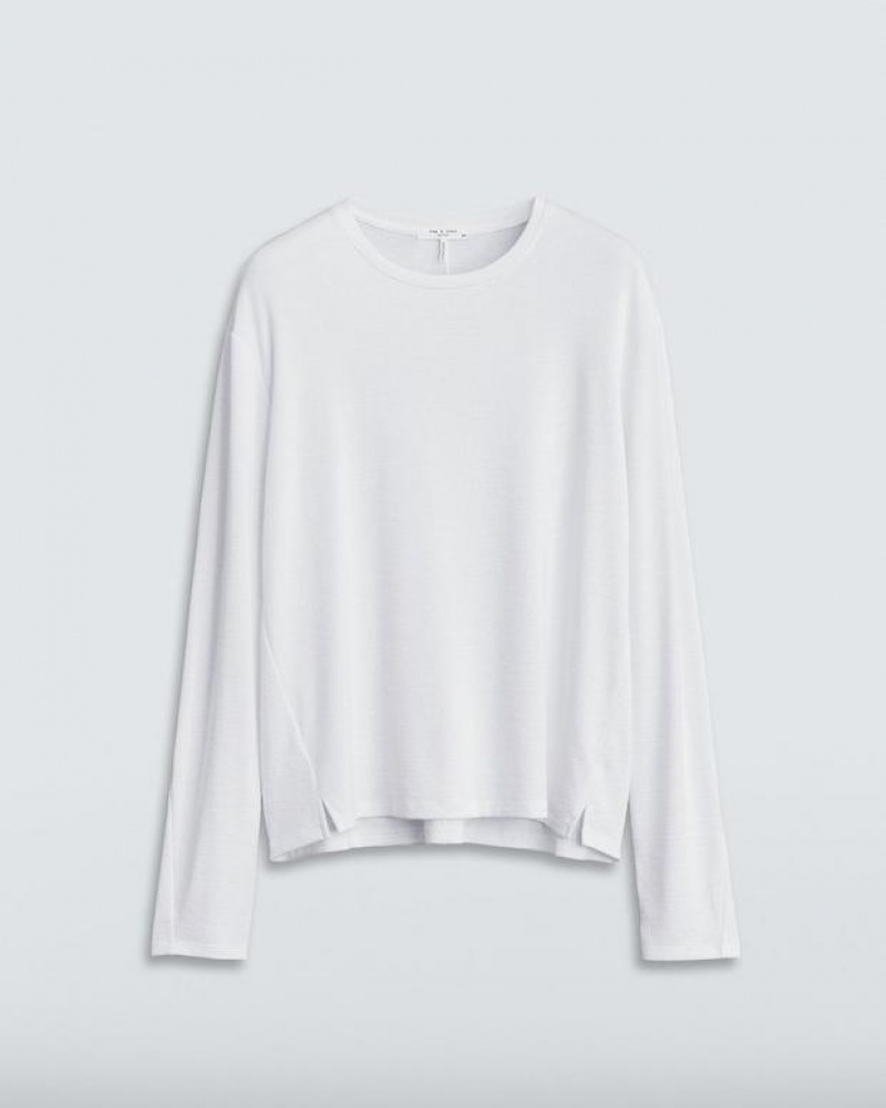 Rag & Bone The Knit Long Sleeve Tee Jersey T-Shirt White | 86951XMNW