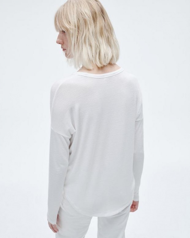 Rag & Bone The Knit Long Sleeve Tee Jersey T-Shirt White | 86951XMNW