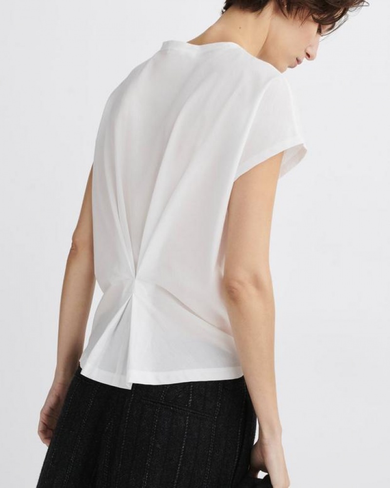 Rag & Bone The Slub Pleated Tee Organic Pima Cotton T-Shirt White | 45809RYKA