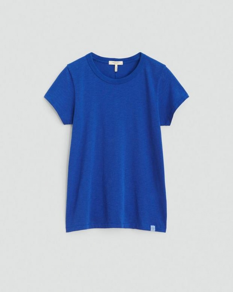 Rag & Bone The Slub Tee Organic Pima Cotton T-Shirt Mid Blue | 96581RKCO