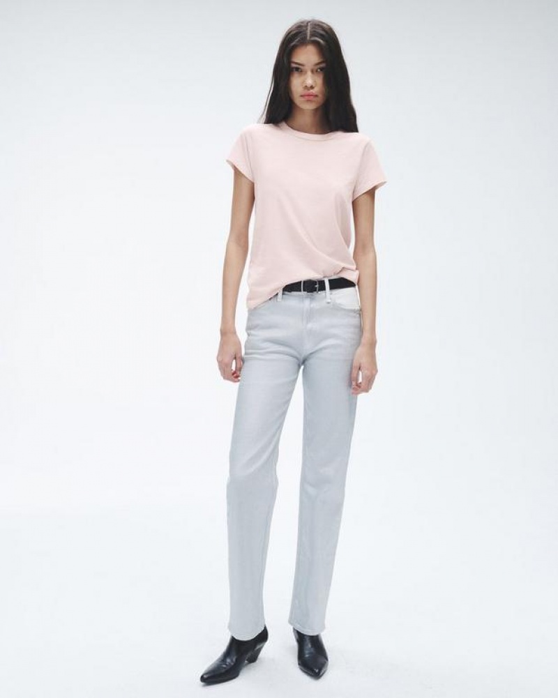 Rag & Bone The Slub Tee Organic Pima Cotton T-Shirt Blush | 91784DXZJ