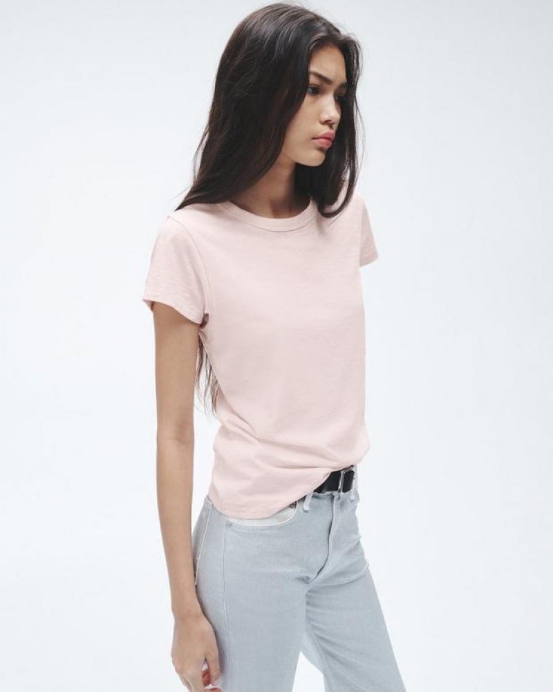 Rag & Bone The Slub Tee Organic Pima Cotton T-Shirt Blush | 91784DXZJ