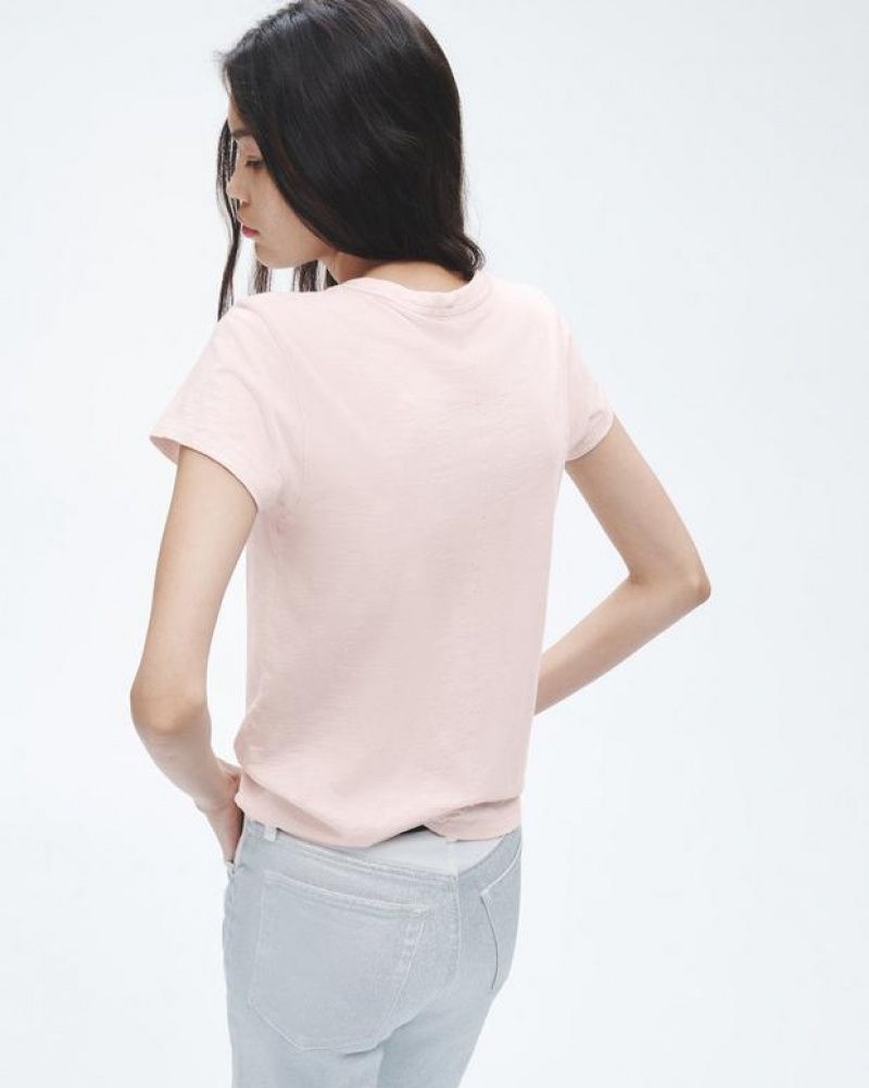 Rag & Bone The Slub Tee Organic Pima Cotton T-Shirt Blush | 91784DXZJ