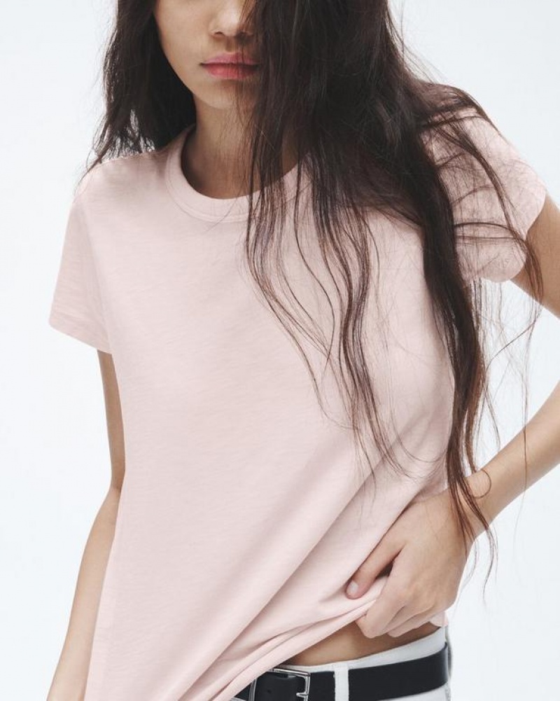 Rag & Bone The Slub Tee Organic Pima Cotton T-Shirt Blush | 91784DXZJ