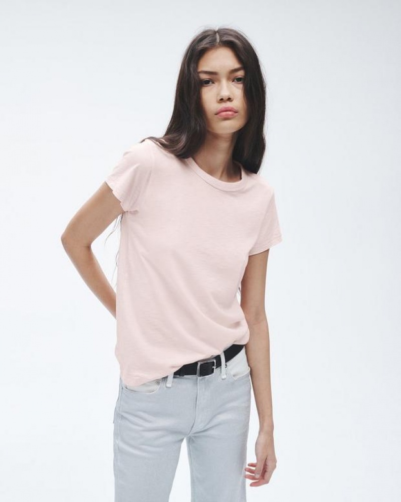 Rag & Bone The Slub Tee Organic Pima Cotton T-Shirt Blush | 91784DXZJ