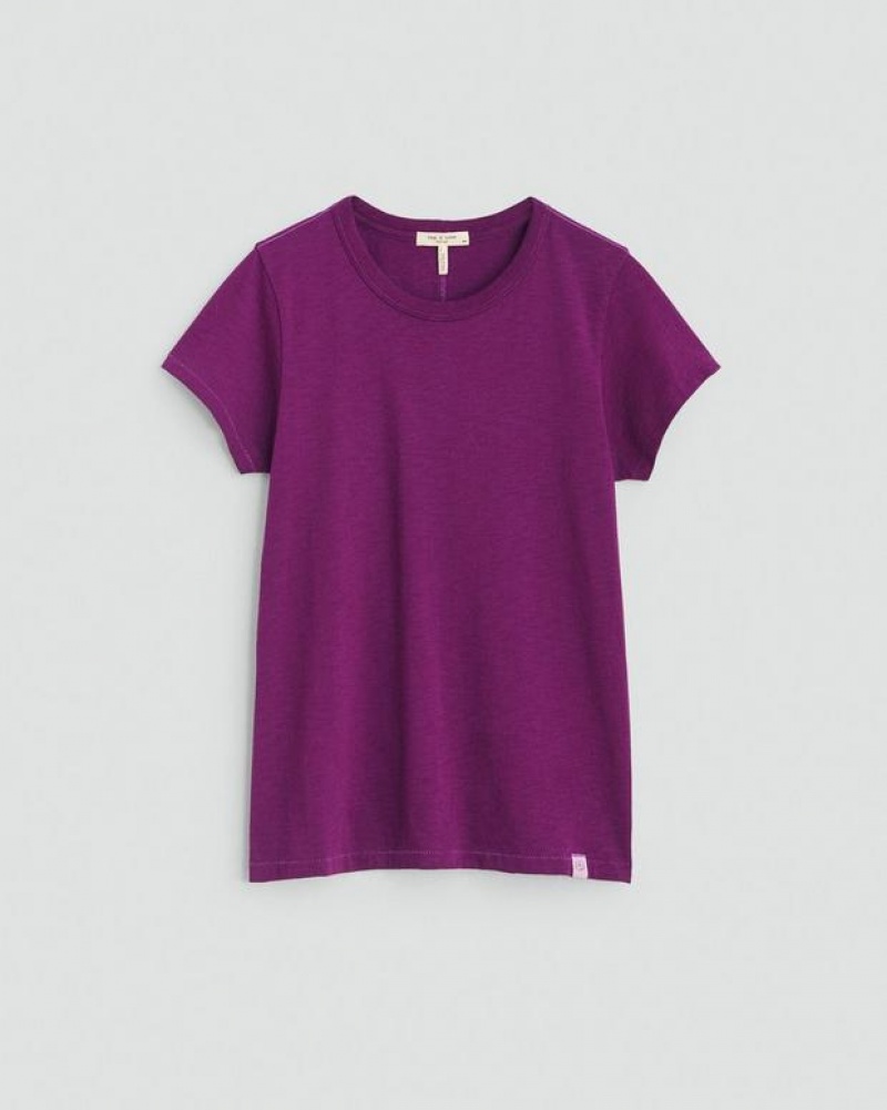 Rag & Bone The Slub Tee Organic Pima Cotton T-Shirt Dark Purple | 18734BSFK