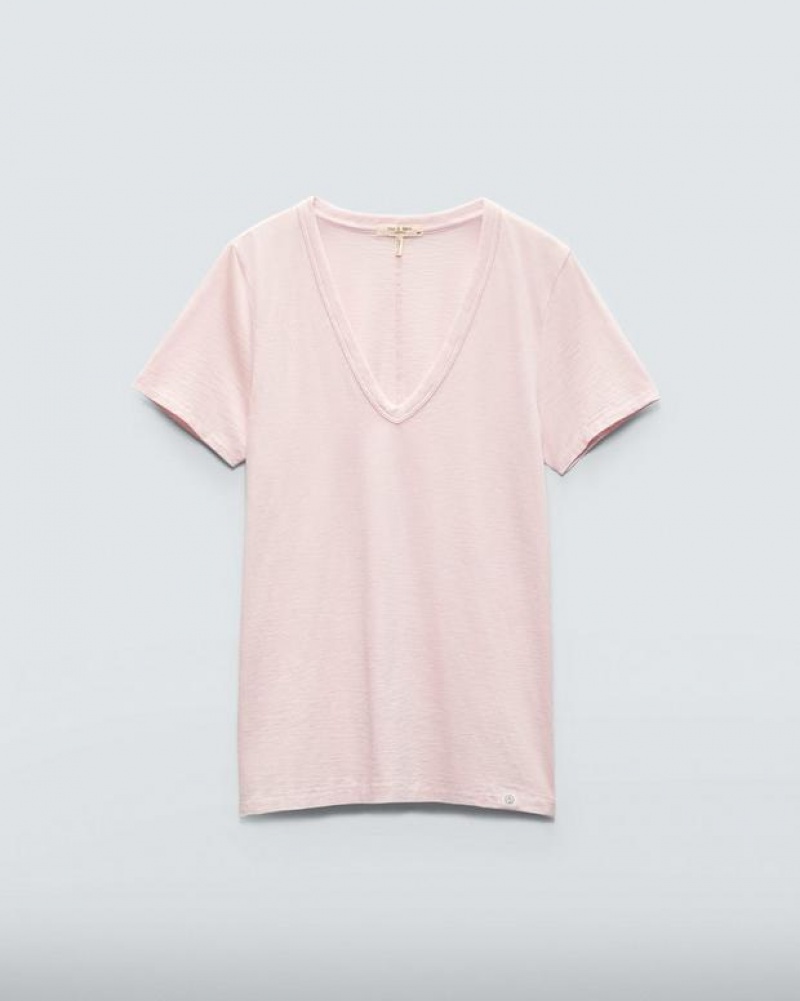 Rag & Bone The Slub Vee Organic Pima Cotton T-Shirt Blush | 06371NSYB