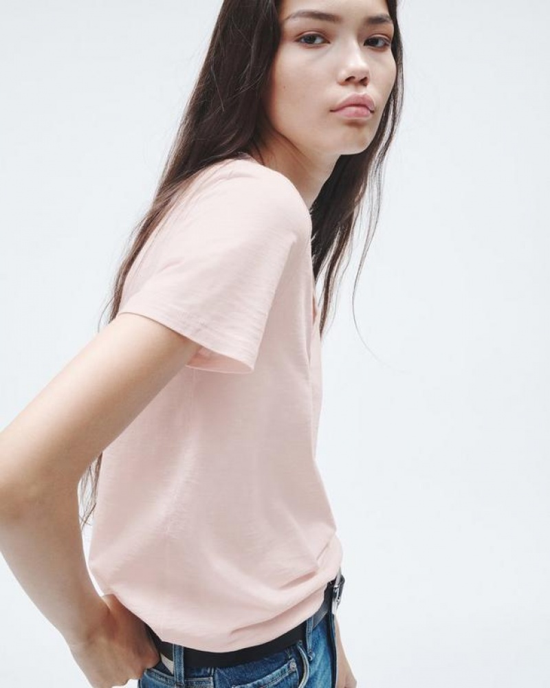 Rag & Bone The Slub Vee Organic Pima Cotton T-Shirt Blush | 06371NSYB