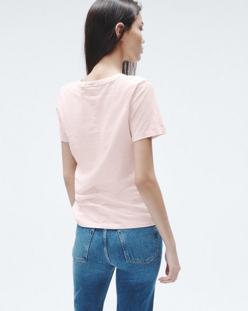 Rag & Bone The Slub Vee Organic Pima Cotton T-Shirt Blush | 06371NSYB