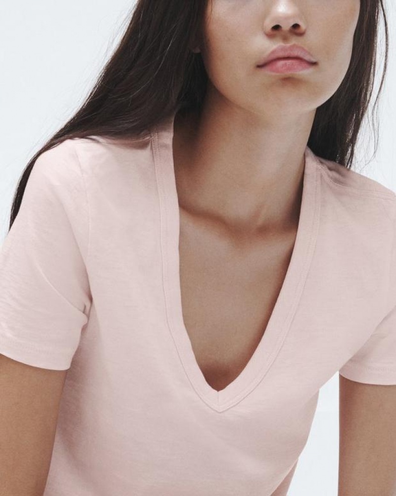 Rag & Bone The Slub Vee Organic Pima Cotton T-Shirt Blush | 06371NSYB