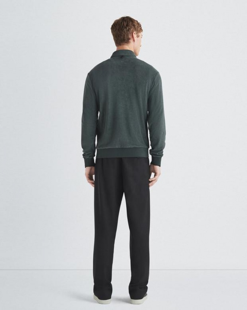 Rag & Bone Toweling Long Sleeve Polo Classic Fit Shadow Green | 90431UVQN