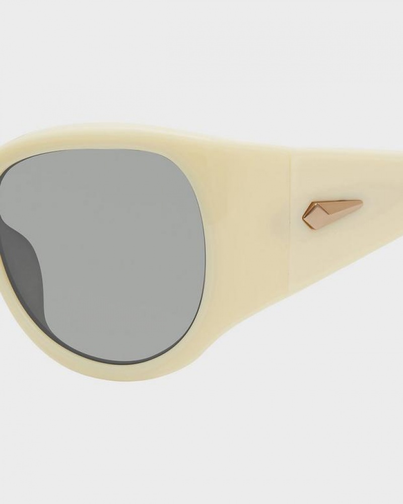 Rag & Bone Vesper Oval Sunglasses Ivory | 57312INGQ