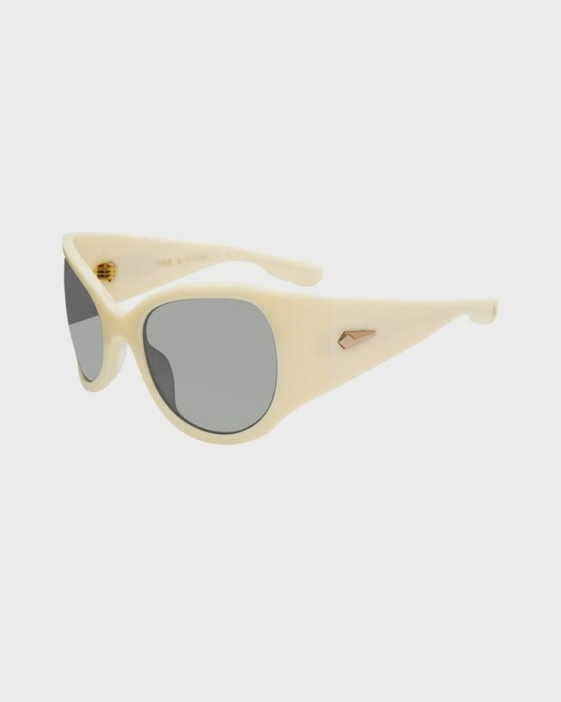 Rag & Bone Vesper Oval Sunglasses Ivory | 57312INGQ