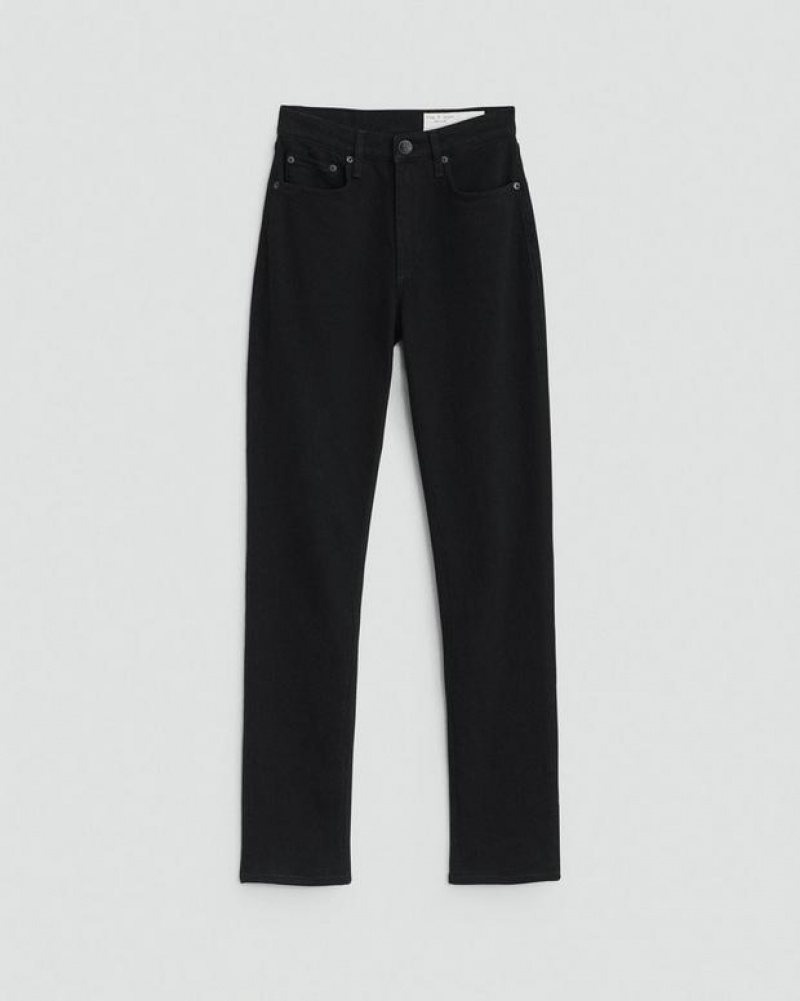 Rag & Bone Wren Full Length Straight High-Rise Vintage Stretch Jean Black | 79253VBRW