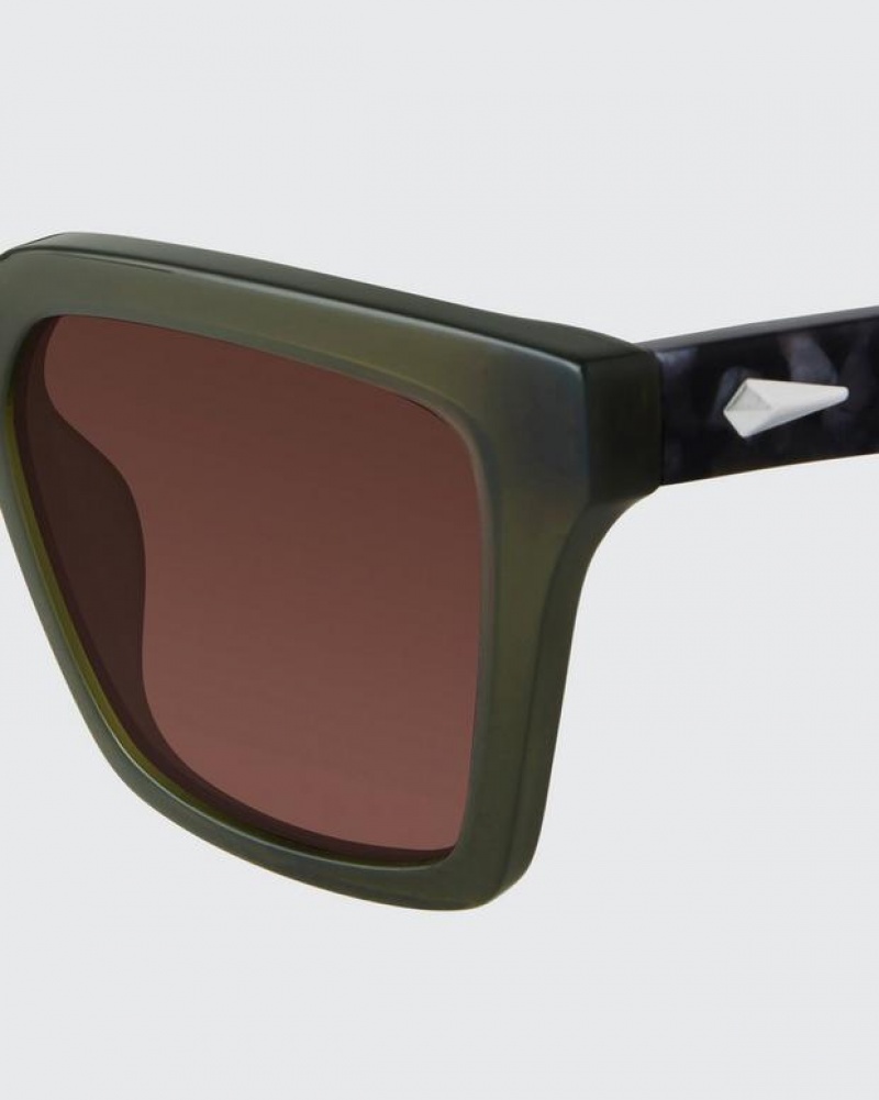 Rag & Bone Zander Square Sunglasses Green | 58302YJZF